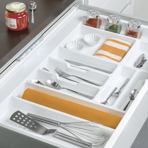 Range-couvert Optima Vertex/Concept 500mm (Panneau 16mm), Module 400 mm, Plastique blanc - EMUCA