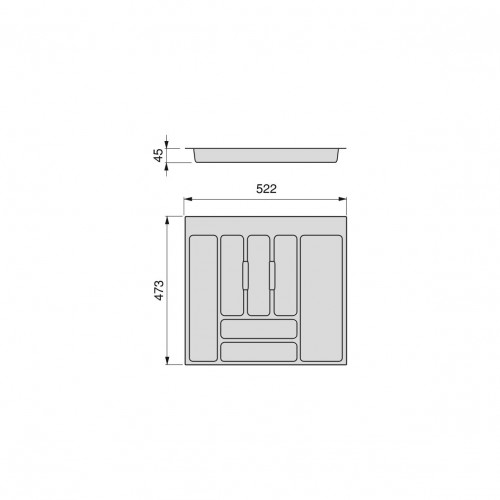 Range-couvert Optima Vertex/Concept 500mm (Panneau 16mm), Module 600 mm, gris - EMUCA