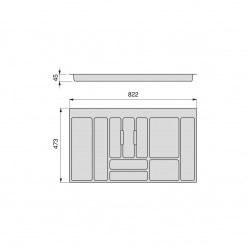 Range-couvert Optima Vertex/Concept 500mm (Panneau 16mm), Module 900 mm, gris - EMUCA