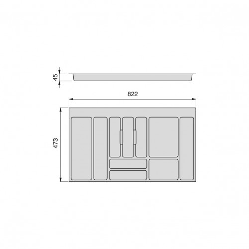 Range-couvert Optima Vertex/Concept 500mm (Panneau 16mm), Module 900 mm, gris - EMUCA