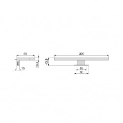 Spot LED pour miroir de salle de bain Virgo (AC 230V 50Hz), A 300 mm, Chromé - EMUCA