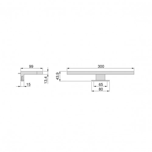 Spot LED pour miroir de salle de bain Virgo (AC 230V 50Hz), A 300 mm, Peint en noir - EMUCA