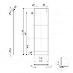 Structure pour étagère Lader, H 1150 mm, Peint en noir - EMUCA