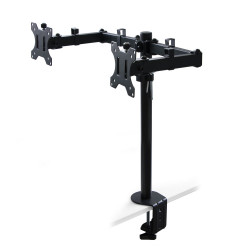 Support écran inclinable et rotatif à 360​° pour table., 2 bras, Peint en noir - EMUCA