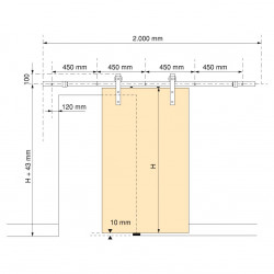 Système Barn de porte coulissante en bois suspendue, noir - EMUCA