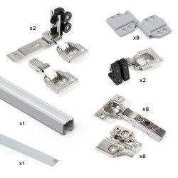 Système Twofold en format kit pour 2 portes coulissantes à fermeture amortie de marque EMUCA, référence: B7256800