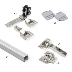 Système Twofold en kit pour 2 portes coulissantes à fermeture amortie - EMUCA