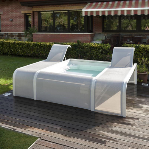 Piscine Mariposa en aluminium avec 2 transats intégrés - blanc - 282 x 219 x 60 cm - GRE POOLS