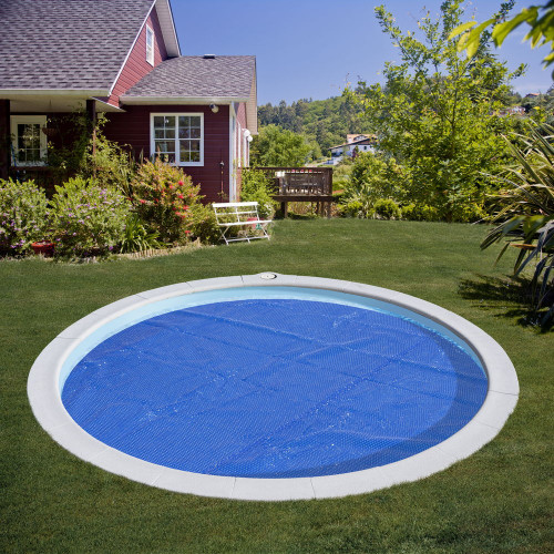 Bâche été à bulles 400µ pour piscines enterrées ovales en polyéthylène - bleu - Ø 300 cm - GRE POOLS