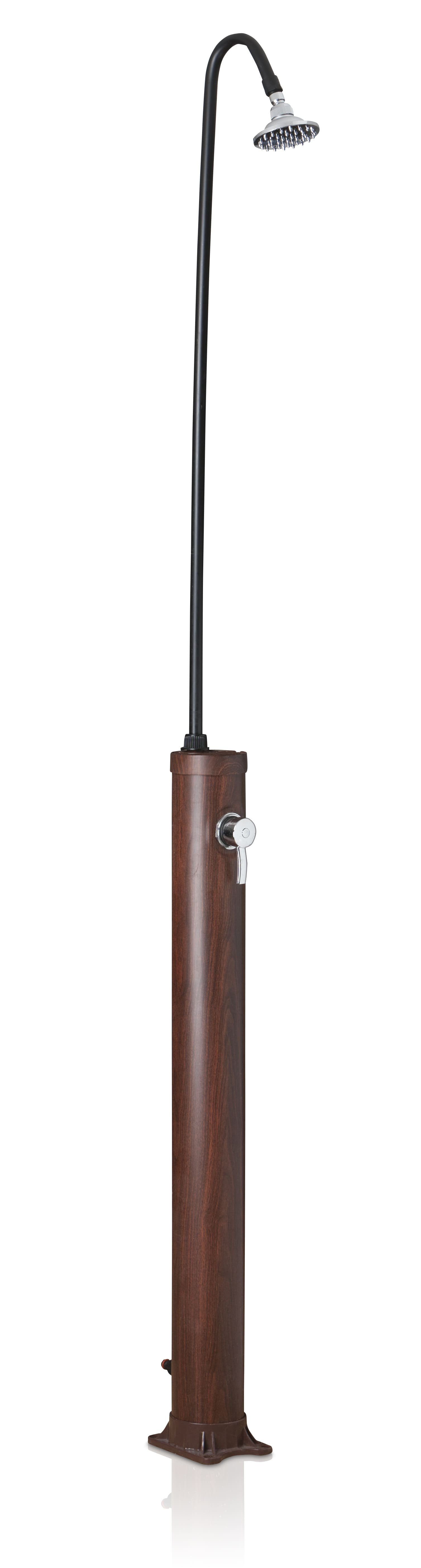Gre Pools Douche solaires ronde d'extérieur en PVC aspect bois - 11x220 cm - 9 l Marron - vue 2