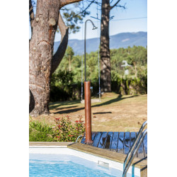 Douche solaires ronde d'extérieur en PVC aspect bois - 11x220 cm - 9 l - GRE POOLS