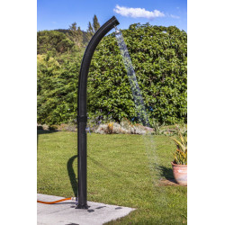 Douche solaire courbée d'extérieur en PVC noir - 22 l - robinet réglable - GRE POOLS