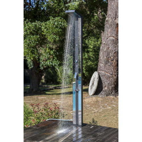 Douche solaire carrée d'extérieur en aluminium Premium avec sprayers - 20x11x215 cm - 38 l - GRE POOLS