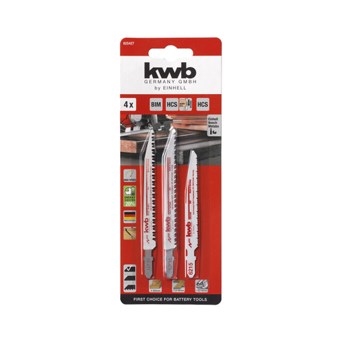 KWB by Einhell Set de 4 lames de scie sauteuse Jigsaw-bl.