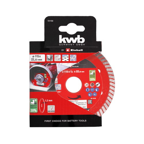 Disque de coupe extra fin Ø 115 x 1,2 mm pour meuleuse d'angle - KWB by Einhell