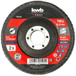2 disques à lamelles 115 40/80 pour meuleuse d'angle - KWB by Einhell