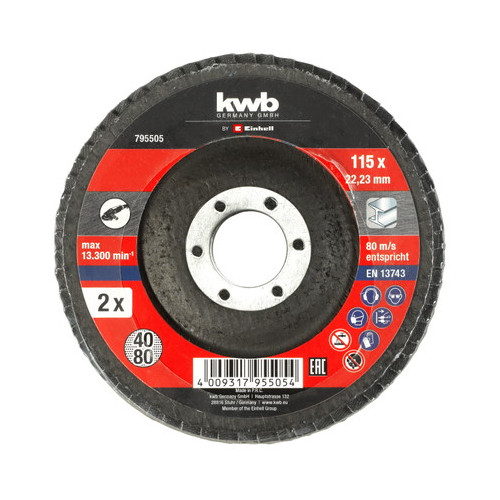 2 disques à lamelles 115 40/80 pour meuleuse d'angle - KWB by Einhell