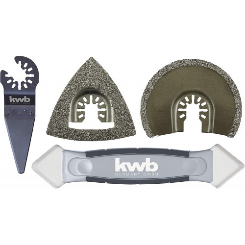 Set de 4 outils multifonctions pour le carrelage (1 râpe, 2 lames de scie, 1 grattoir) - KWB by Einhell