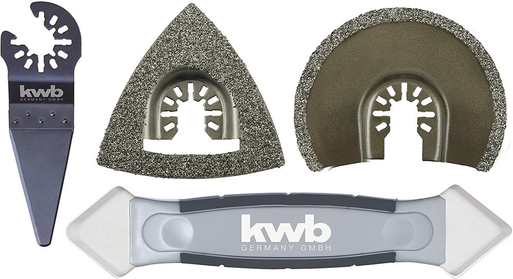 KWB by Einhell Set de 4 outils multifonctions pour le carrelage 1 râpe 2 lames de scie 1 grattoir - vue 2