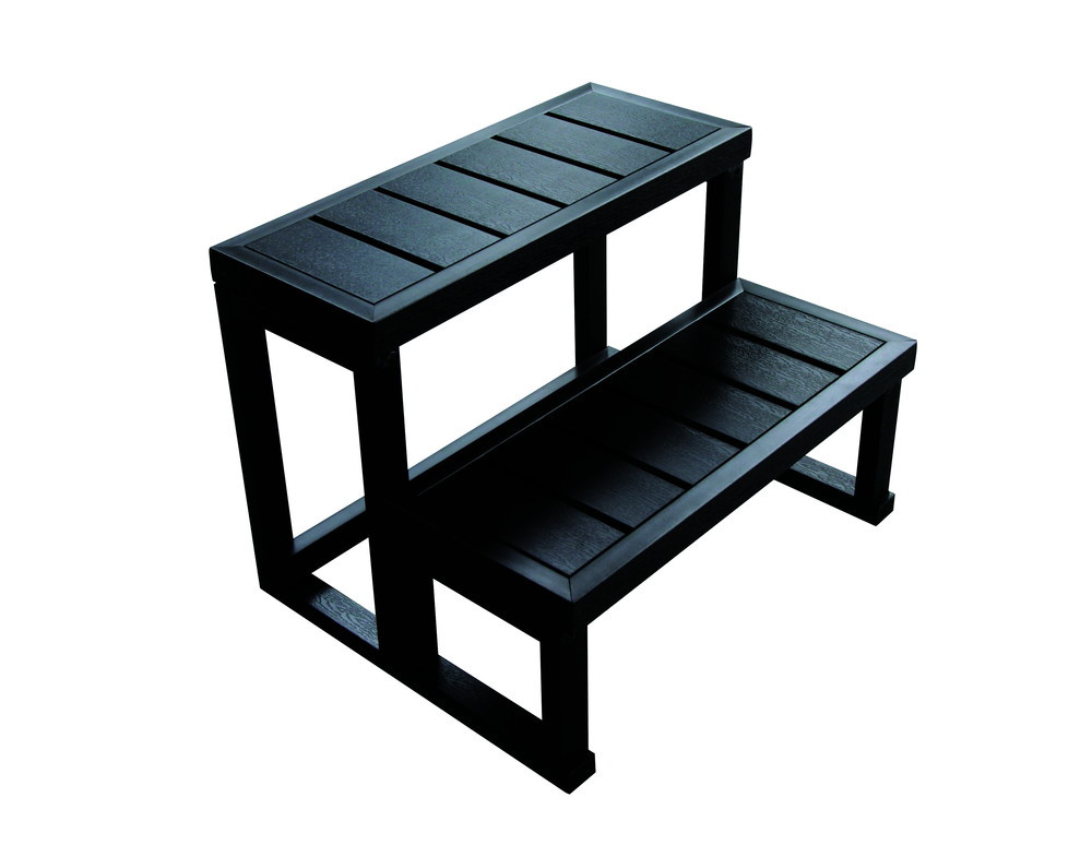 Escalier aluminium noir 2 marches - H 54 X L 56 X l 68 cm