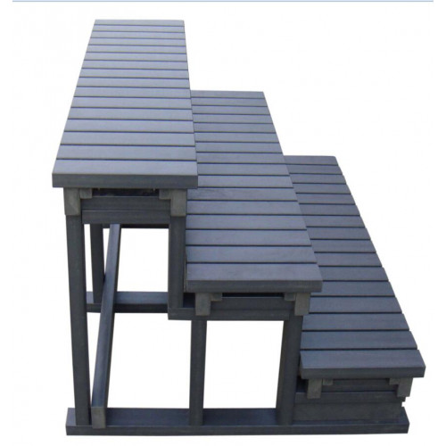 Escalier composite grey 3 marches - H 73,5 X L 86 l 126,5 cm - WATER CLIP