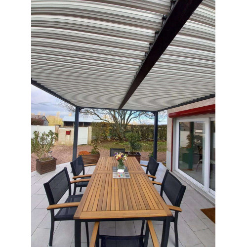 Pergola bioclimatique XXL - toit coloris écru - 21,52 m2 - Alu - HABRITA