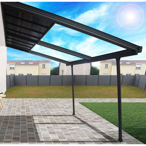 Toit terrasse 12,04 m2 - Toit amovible en polycarbonate - dimensions 3x4 m - HABRITA