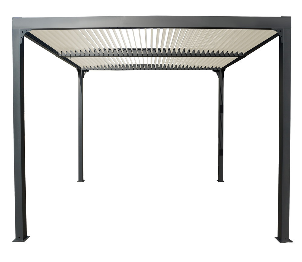 Pergola bioclimatique / Surf. 10,80 m2 / toit lames ovales coloris écru - Alu