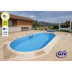 Piscine ovale enterrée 7,00m x 3,20 x H: 1,50m - Filtration à sable - GRE POOLS