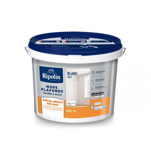 Peinture Mur Et Plafond Ripolin Xpro3 Blanc Mat, 5 L - RIPOLIN
