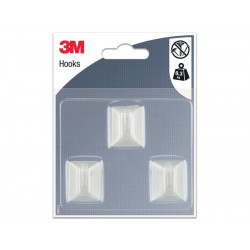 Petit Crochet Adhésif Rectangle Blanc™ 3 Crochets - 3M