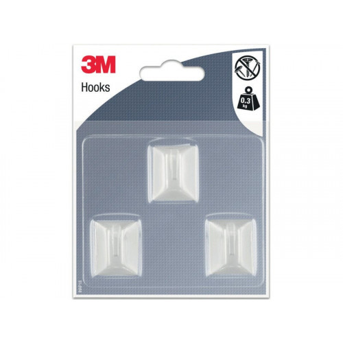 Petit Crochet Adhésif Rectangle Blanc™ 3 Crochets - 3M