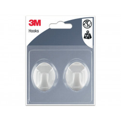 Moyen Crochet Adhésif Blanc Ovale™ 2 Crochets - 3M
