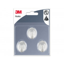Petit Crochet Adhésif Blanc Ovale™ 3 Crochets. - 3M