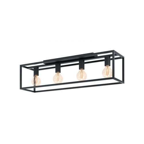 Plafonnier, Industriel Métal Noir Eglo E27, Eldrick, H200Xl850 4 Lumière(S) - Eglo