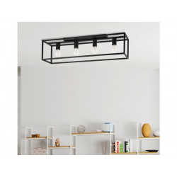 Plafonnier, Industriel Métal Noir Eglo E27, Eldrick, H200Xl850 4 Lumière(S) - Eglo