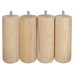 Lot De 4 Pieds De Meuble Cylindrique Fixes Hêtre Brut Blanc/Beige, 15Cm de marque Cime, référence: B7310100