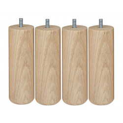 Lot De 4 Pieds De Meuble Cylindrique 15Cm - Hêtre Brut Blanc/Beige de marque Cime, référence: B7346200