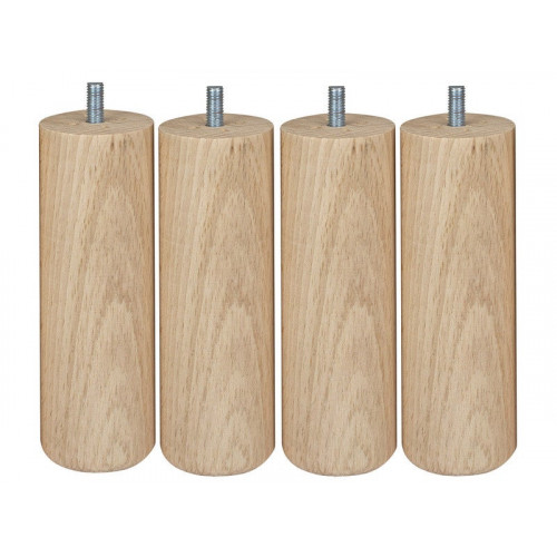 Lot De 4 Pieds De Meuble Cylindrique 15Cm - Hêtre Brut Blanc/Beige - Cime