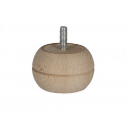 Pied De Meuble Boule Fixe Hêtre Brut Blanc/Beige, 4 Cm - Cime