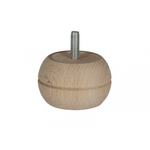 Pied De Meuble Boule Fixe Hêtre Brut Blanc/Beige, 4 Cm - Cime