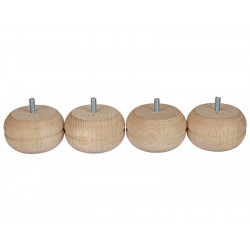 Lot De 4 Pieds De Meuble Boule Fixes Hêtre Brut Blanc/Beige, 5 Cm - Cime