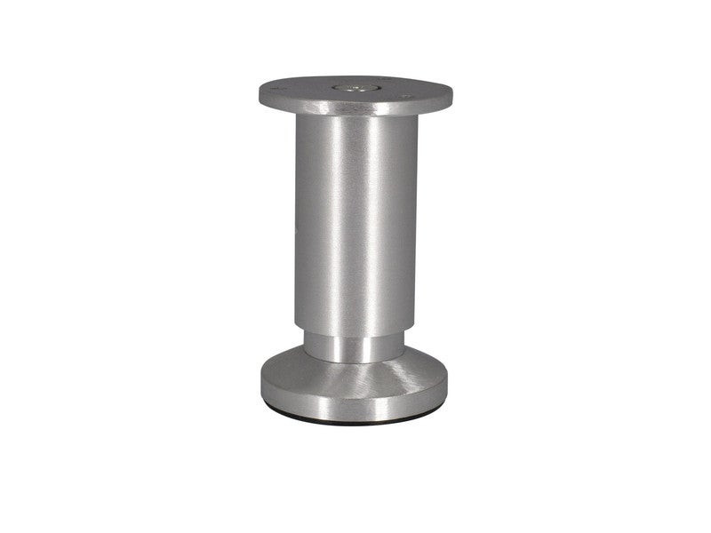 Pied Meuble Cylindrique Réglable 38x100 - Aluminium Brossé Gris