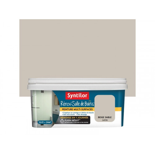 Peinture salle de bains Rénov'salle de bains beige sable satiné 2 l - SYNTILOR