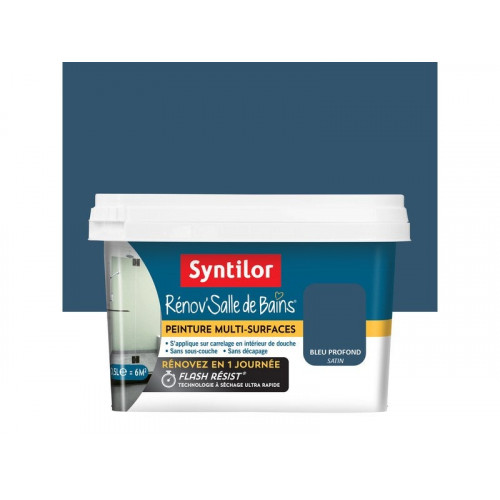 Peinture salle de bains Rénov'salle de bains bleu profond satiné 0.5 l - SYNTILOR