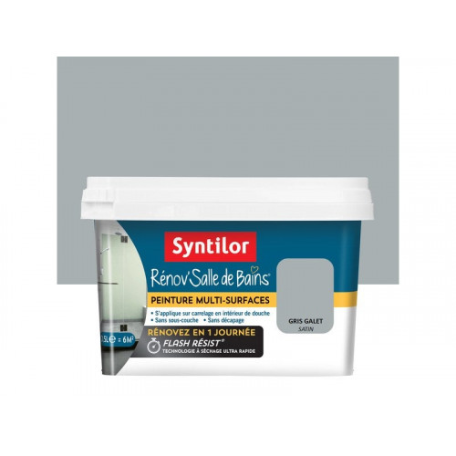 Peinture salle de bains Rénov'salle de bains gris galet satiné 0.5 l - SYNTILOR