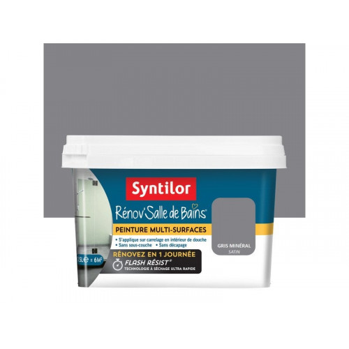 Peinture salle de bains Rénov'salle de bains gris minéral satiné 0.5 l - SYNTILOR
