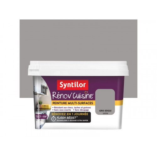 Peinture cuisine Rénov'cuisine gris seigle satiné 0.5 l - SYNTILOR
