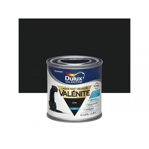 DULUX VALENTINE Peinture laque boiserie Valénite noir mat 0.125 l