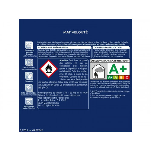 Peinture laque boiserie Valénite noir mat 0.125 l - DULUX VALENTINE